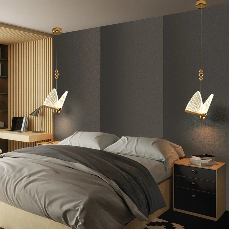 Lámparas Colgantes LED de Mariposa: Iluminación Nórdica para Dormitorio, Sala de Estar, Comedor y Cocina