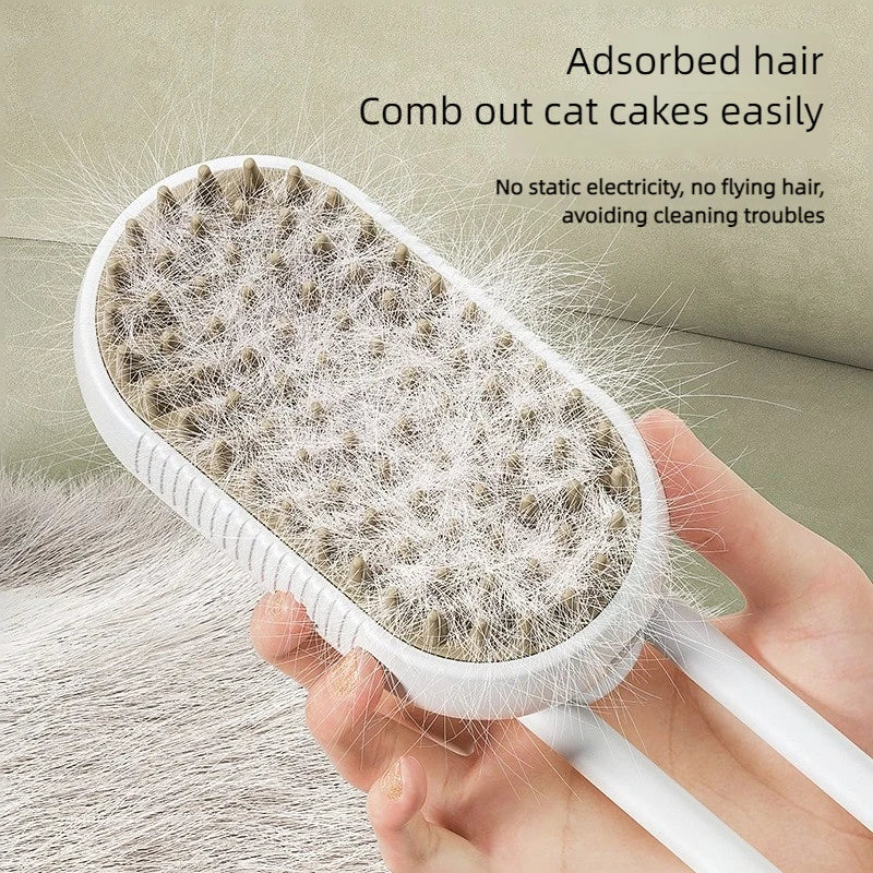 Cepillo de belleza 3 en 1 a vapor cerdas de silicona para tu amor de cuatro patas