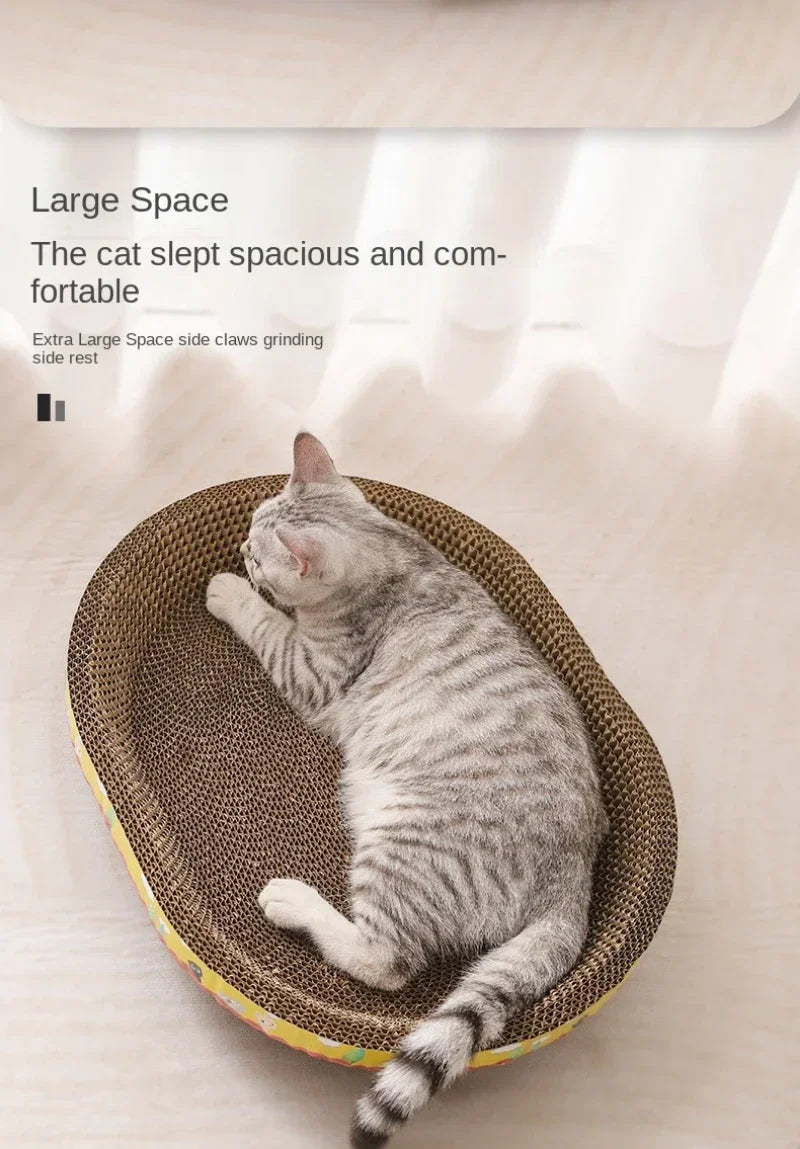 Tabla de Rasguño para Gatos: Protege Muebles y Juguetes de Papel Corrugado Ovalado