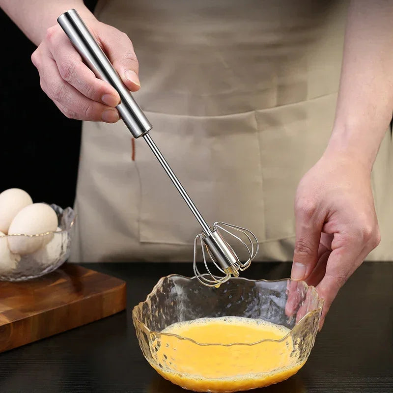 Batidor de Huevos Mágico, Semiautomático de Acero Inoxidable,Rápido, Fácil y Perfecto