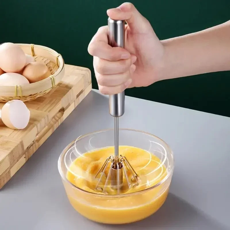 Batidor de Huevos Mágico, Semiautomático de Acero Inoxidable,Rápido, Fácil y Perfecto