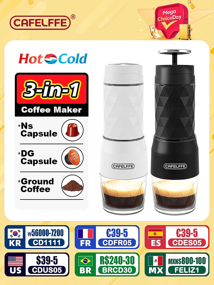Cafetera Manual Perfecta 3 en 1 Disfruta de Café del Verdad en Cualquier Lugar