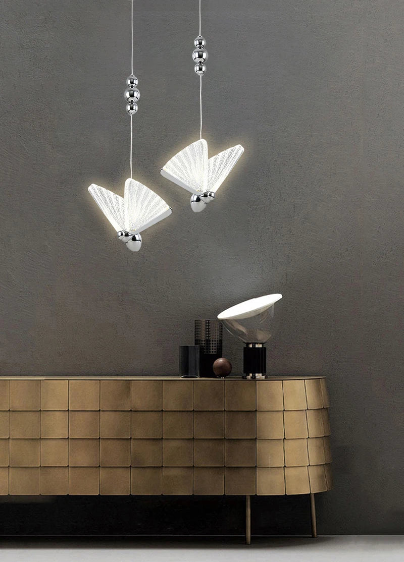 Lámparas Colgantes LED de Mariposa: Iluminación Nórdica para Dormitorio, Sala de Estar, Comedor y Cocina