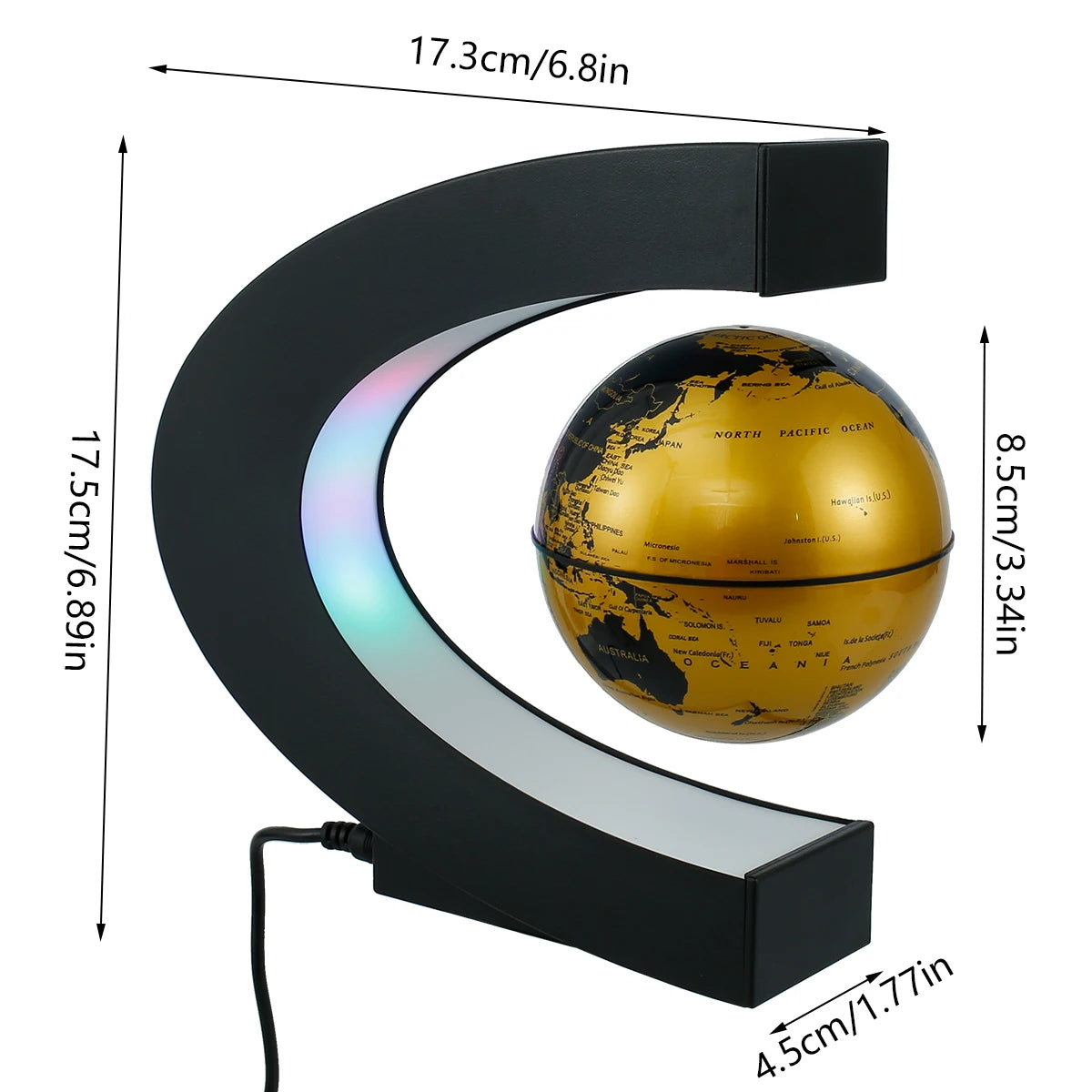 Globo de Levitación Magnética con mapa y lampara LED