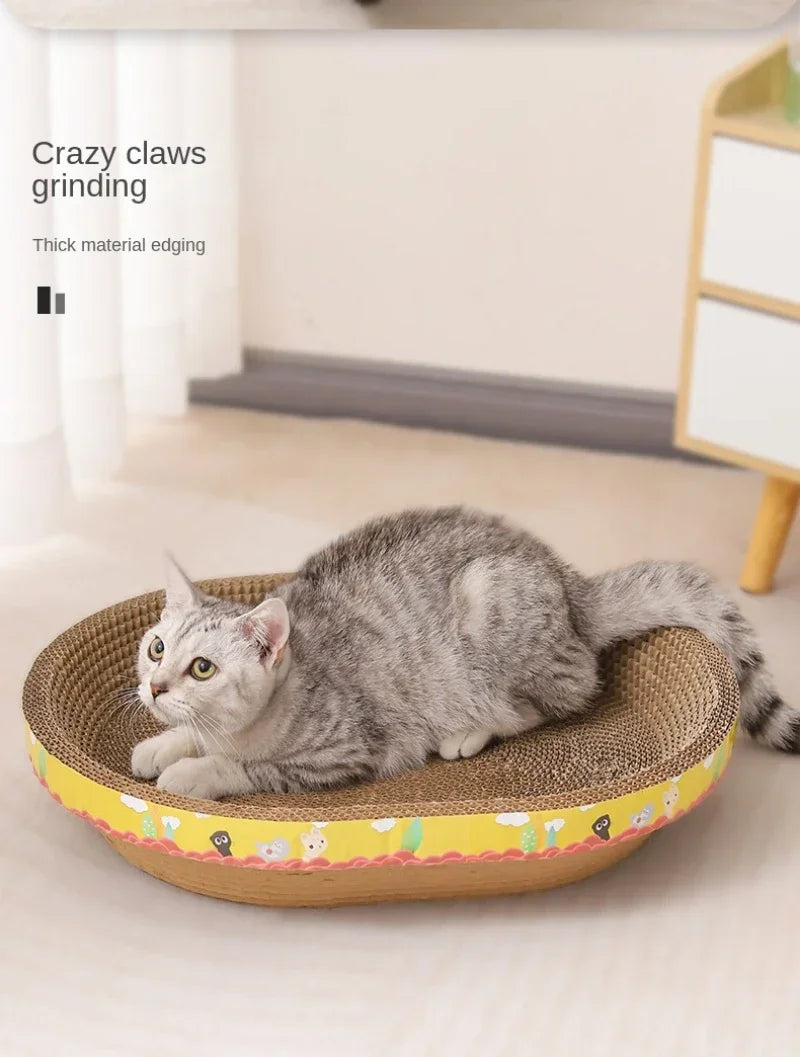 Tabla de Rasguño para Gatos: Protege Muebles y Juguetes de Papel Corrugado Ovalado