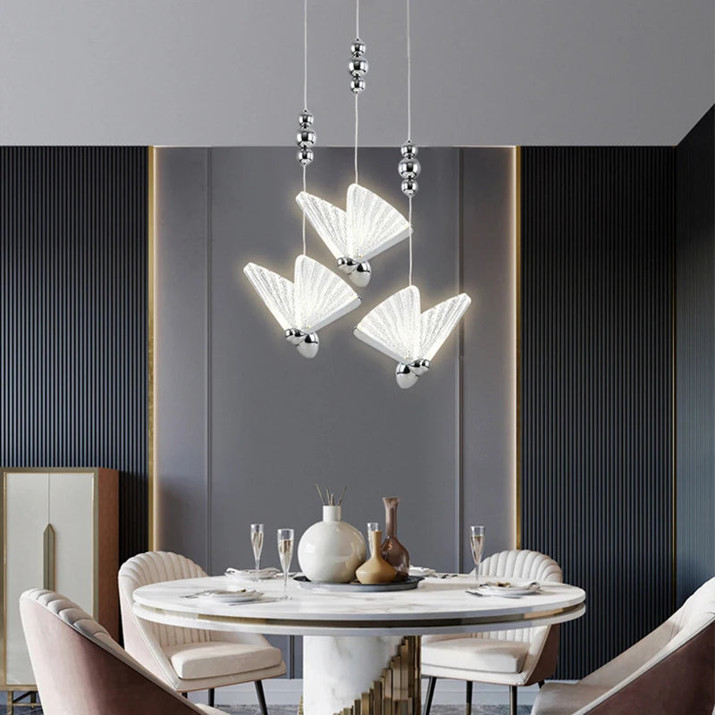 Lámparas Colgantes LED de Mariposa: Iluminación Nórdica para Dormitorio, Sala de Estar, Comedor y Cocina