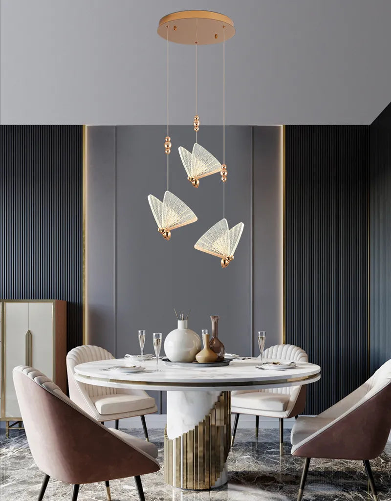 Lámparas Colgantes LED de Mariposa: Iluminación Nórdica para Dormitorio, Sala de Estar, Comedor y Cocina