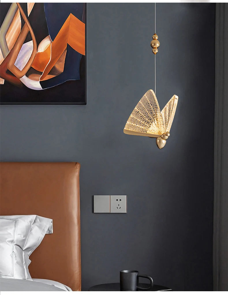 Lámparas Colgantes LED de Mariposa: Iluminación Nórdica para Dormitorio, Sala de Estar, Comedor y Cocina