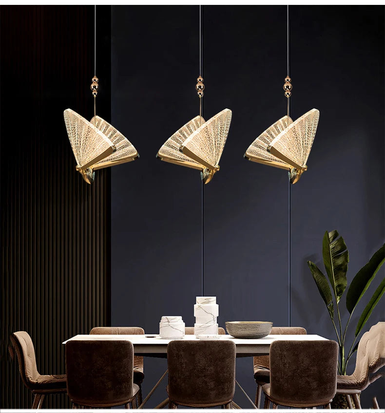 Lámparas Colgantes LED de Mariposa: Iluminación Nórdica para Dormitorio, Sala de Estar, Comedor y Cocina