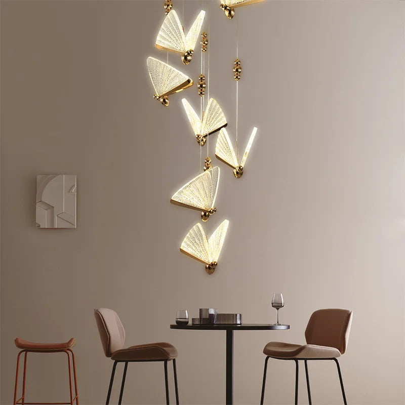 Lámparas Colgantes LED de Mariposa: Iluminación Nórdica para Dormitorio, Sala de Estar, Comedor y Cocina