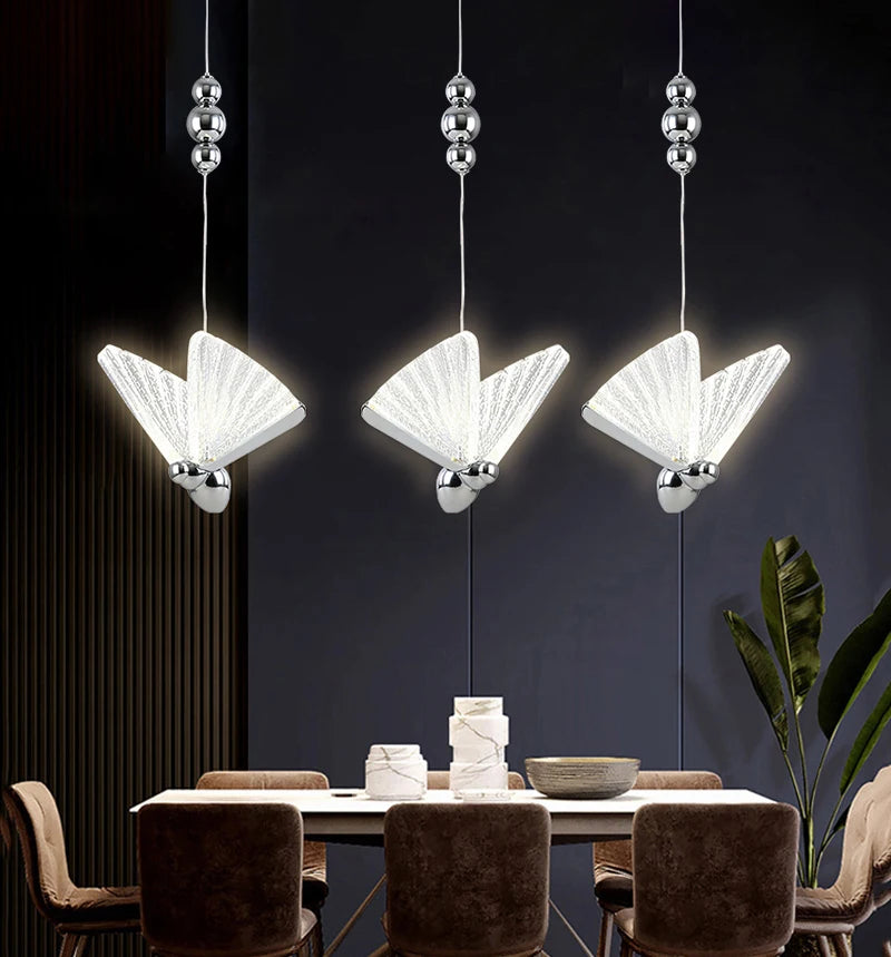 Lámparas Colgantes LED de Mariposa: Iluminación Nórdica para Dormitorio, Sala de Estar, Comedor y Cocina
