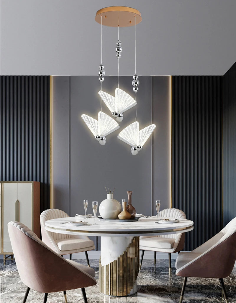 Lámparas Colgantes LED de Mariposa: Iluminación Nórdica para Dormitorio, Sala de Estar, Comedor y Cocina