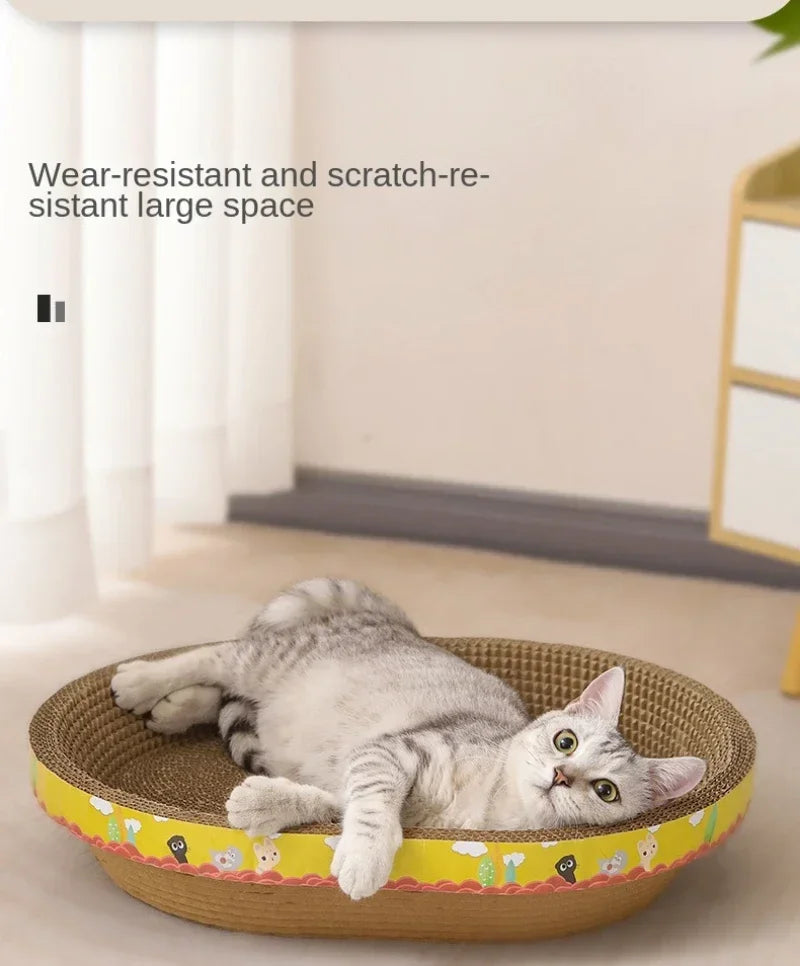 Tabla de Rasguño para Gatos: Protege Muebles y Juguetes de Papel Corrugado Ovalado