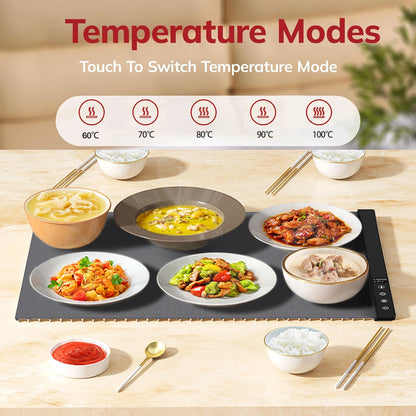 Tapete de silicona con calentamiento ajustable: Mantenga sus platos calientes y su buffet elegante