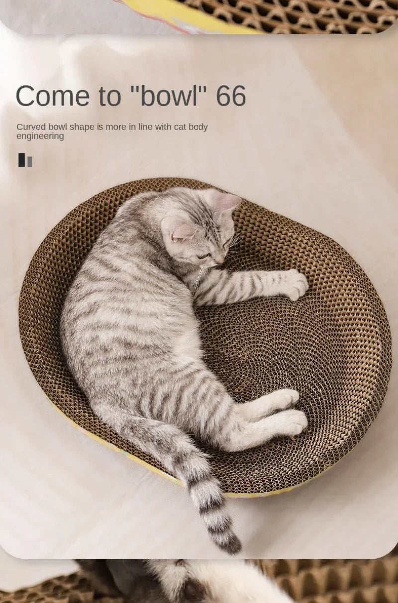 Tabla de Rasguño para Gatos: Protege Muebles y Juguetes de Papel Corrugado Ovalado