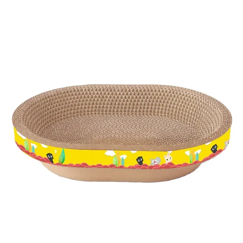 Tabla de Rasguño para Gatos: Protege Muebles y Juguetes de Papel Corrugado Ovalado