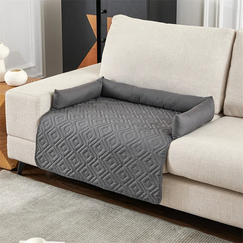 Funda Impermeable a Cuadros para Sofá Cama de Perros: Manta y Almohada