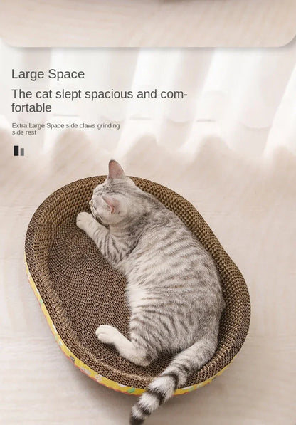 Tabla de Rasguño para Gatos: Protege Muebles y Juguetes de Papel Corrugado Ovalado