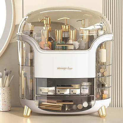 Organizador de Maquillaje para Escritorio Transparente: Gran Capacidad para Cosméticos y Joyas