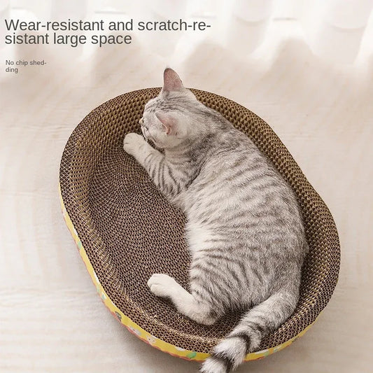 Tabla de Rasguño para Gatos: Protege Muebles y Juguetes de Papel Corrugado Ovalado