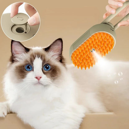 Cepillo de belleza 3 en 1 a vapor cerdas de silicona para tu amor de cuatro patas