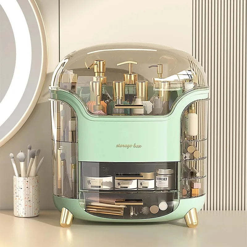 Organizador de Maquillaje para Escritorio Transparente: Gran Capacidad para Cosméticos y Joyas