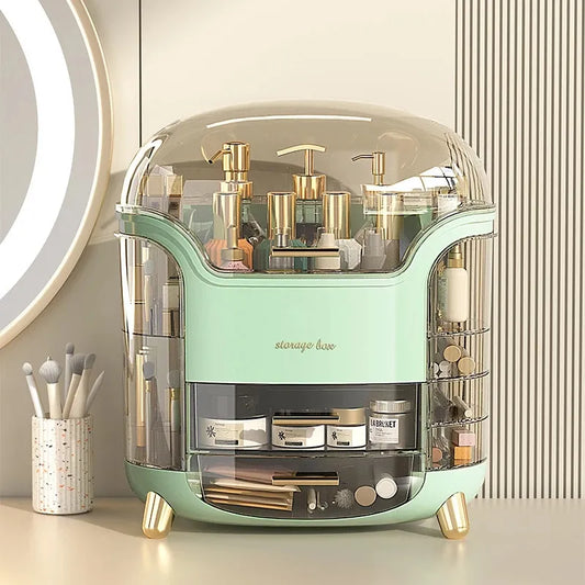 Organizador de Maquillaje para Escritorio Transparente: Gran Capacidad para Cosméticos y Joyas