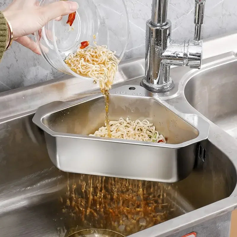 Organiza tu cocina con estilo: Cesta de drenaje triangular de acero inoxidable