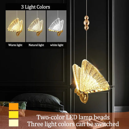 Lámparas Colgantes LED de Mariposa: Iluminación Nórdica para Dormitorio, Sala de Estar, Comedor y Cocina