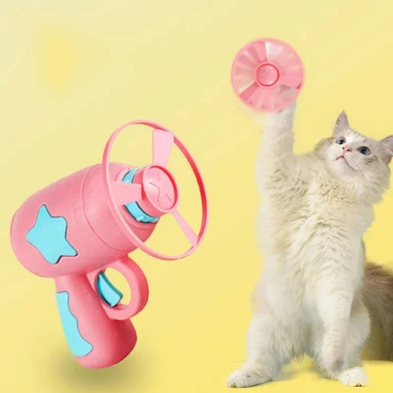 Nuevo Juguete Interactivo Divertido para Gatos: Disco Volador en Miniatura con Molinillo de Viento