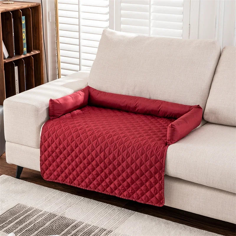 Funda Impermeable a Cuadros para Sofá Cama de Perros: Manta y Almohada