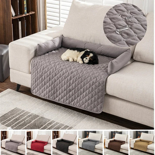 Funda Impermeable a Cuadros para Sofá Cama de Perros: Manta y Almohada