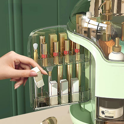 Organizador de Maquillaje para Escritorio Transparente: Gran Capacidad para Cosméticos y Joyas