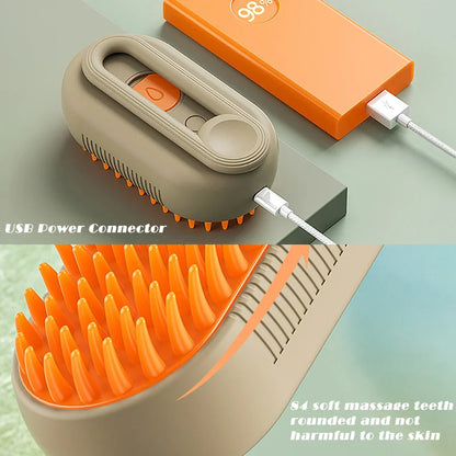 Cepillo de belleza 3 en 1 a vapor cerdas de silicona para tu amor de cuatro patas