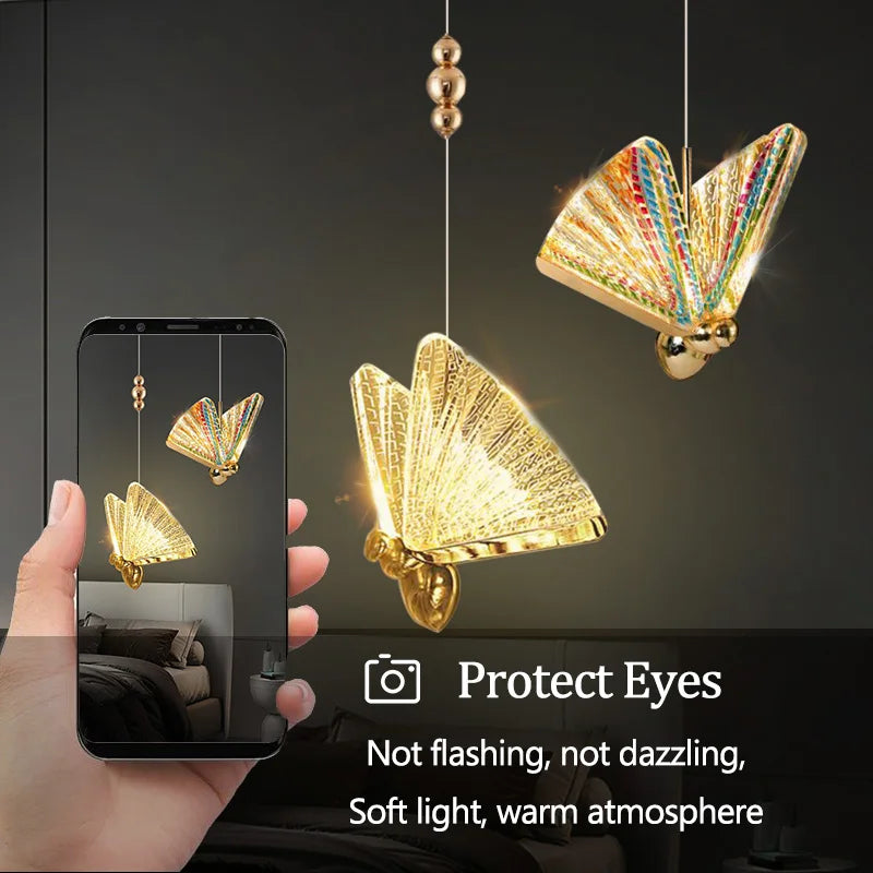 Lámparas Colgantes LED de Mariposa: Iluminación Nórdica para Dormitorio, Sala de Estar, Comedor y Cocina