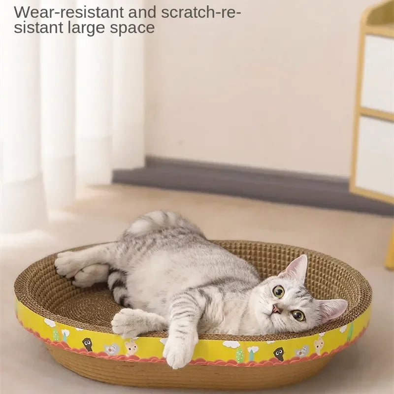 Tabla de Rasguño para Gatos: Protege Muebles y Juguetes de Papel Corrugado Ovalado