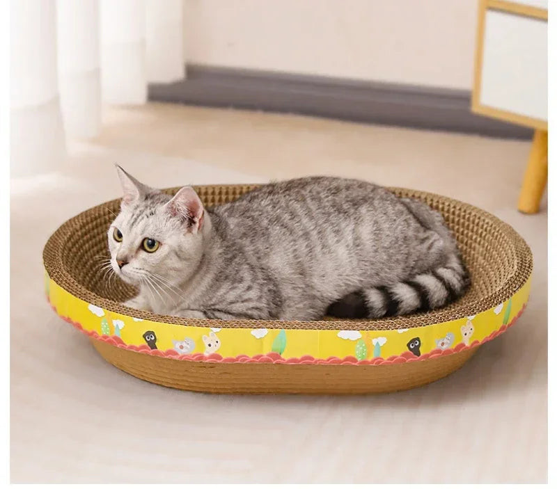 Tabla de Rasguño para Gatos: Protege Muebles y Juguetes de Papel Corrugado Ovalado